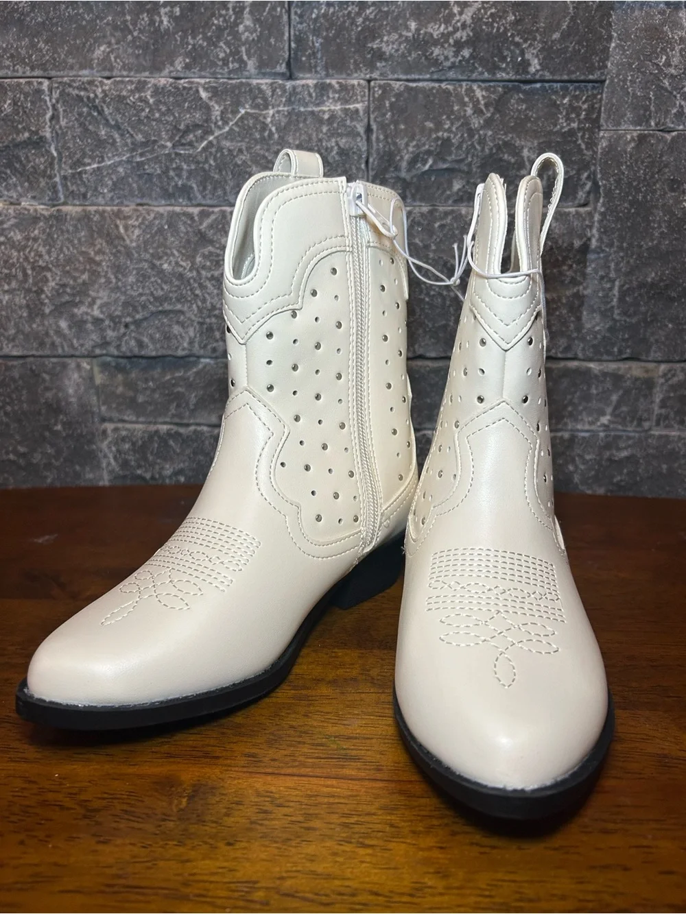 art class Cream Western-Style Kids Cowboy Boots